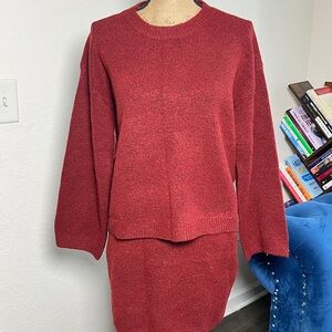Cozy Brick Red Knit Sweater and Skirt Set. New. Never used.